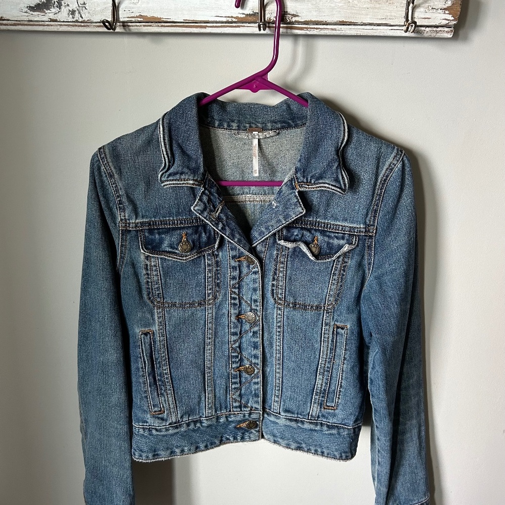 Free People Stone Wash Jean Jacket - Size Extra Small